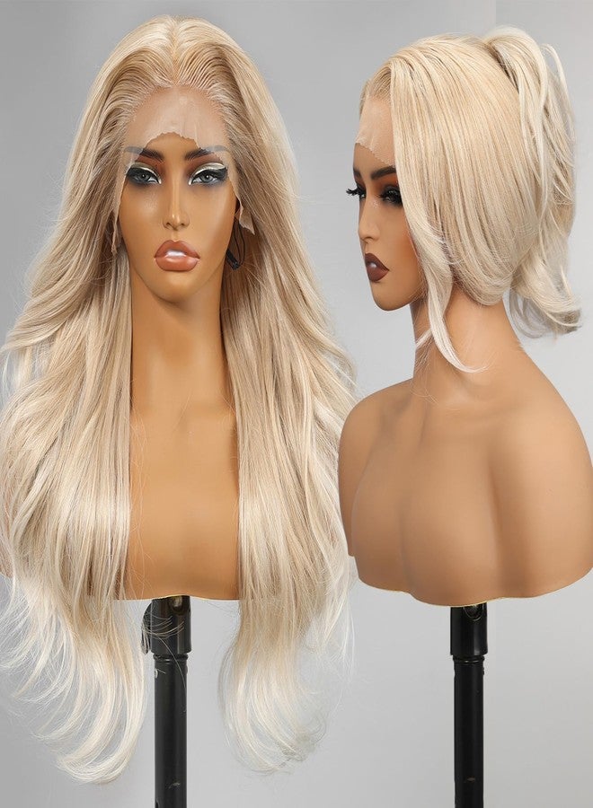 KOME Blonde Synthetic Lace Front Wig,13x4 HD Lace Layered Wave Glueless Wigs for Women Daily Use 26IN - Image 3